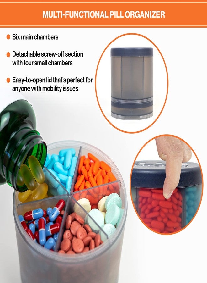 pill thing Monster Extra-Large Pill Organizer (5” Tall x 4.25” Wide) – 10 Adjustable Compartments, Easy Dispense Medication & Supplement Dispenser, Monster Fit 10 - Image 4